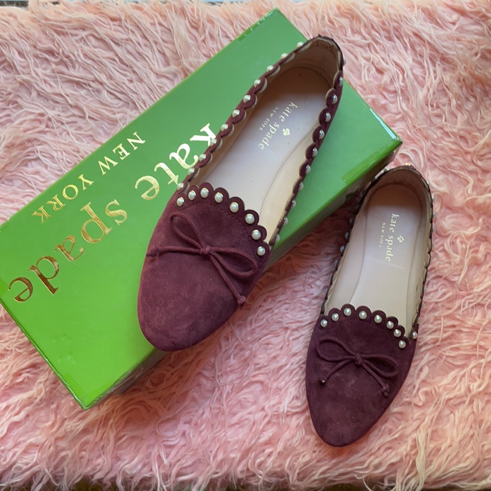 Kate Spade Salford Deep Cherry Kid Suede Flats